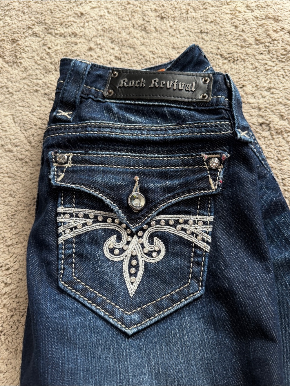 Rock Revival Jeans Womens Size 26 Sora y2K Skinny Dark Blue Rhinestone Low NWOT - Picture 10 of 11